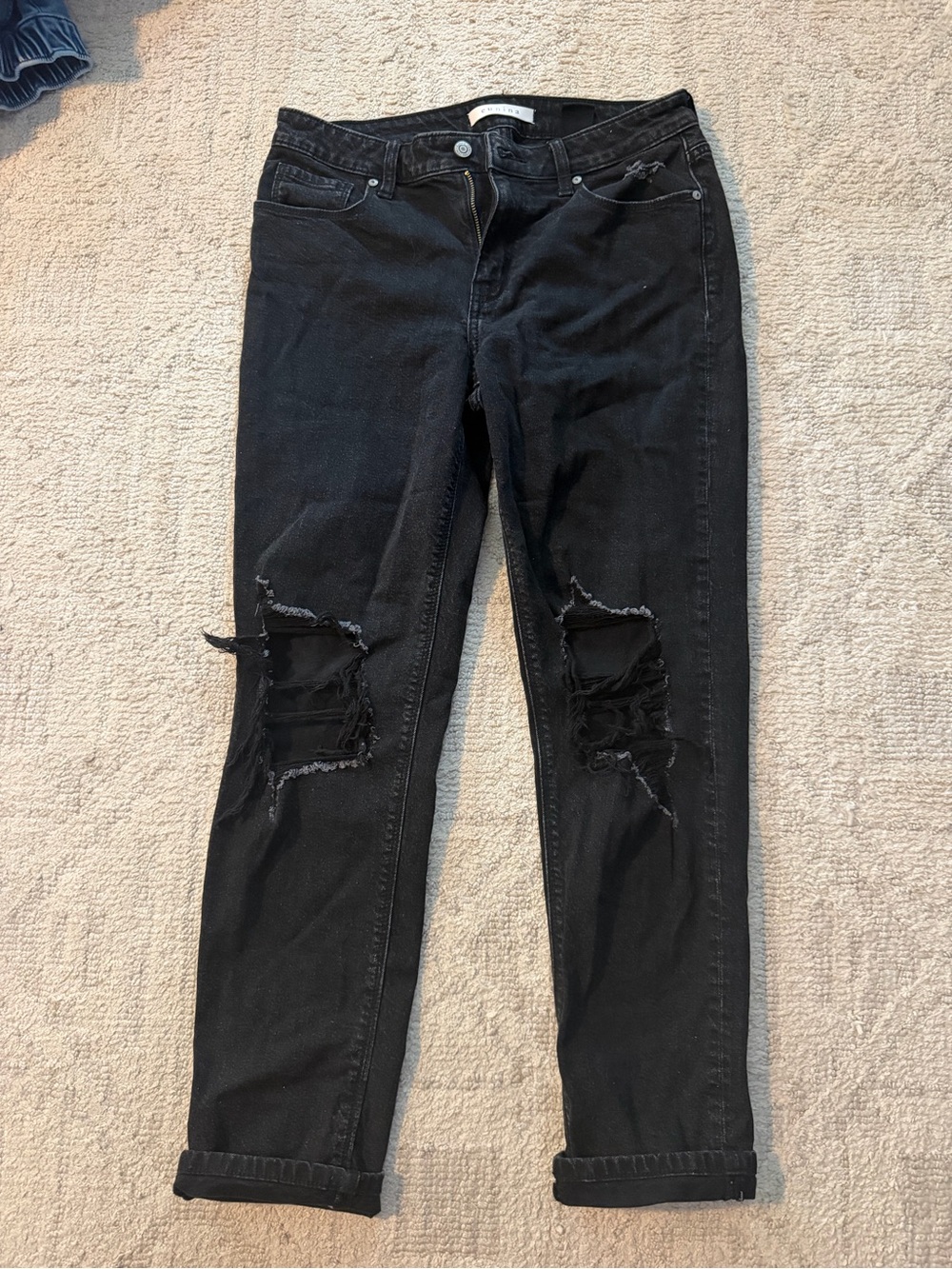 eunina Black Distressed Boyfriend Jeans